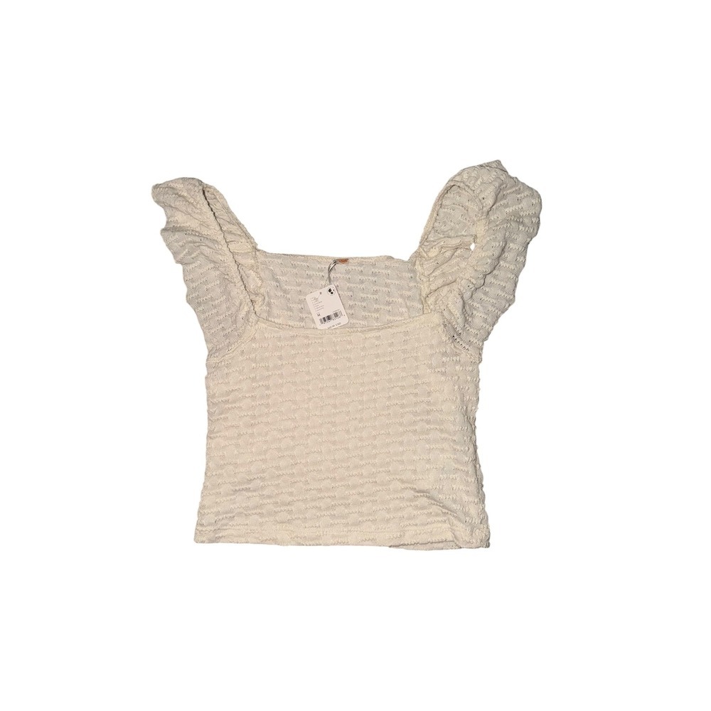 Free People cream  sz m crop top boho cottagecore square neck shell nwt